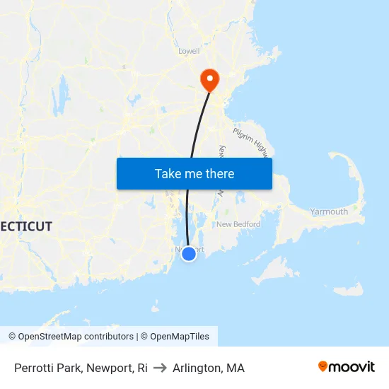 Perrotti Park, Newport, Ri to Arlington, MA map