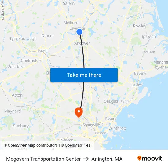 Mcgovern Transportation Center to Arlington, MA map