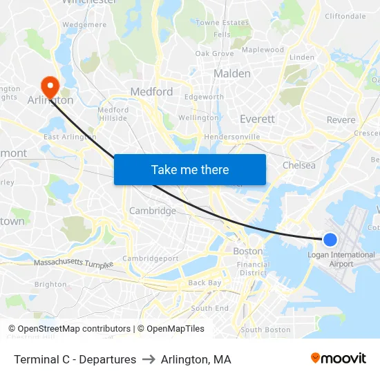 Terminal C - Departures to Arlington, MA map