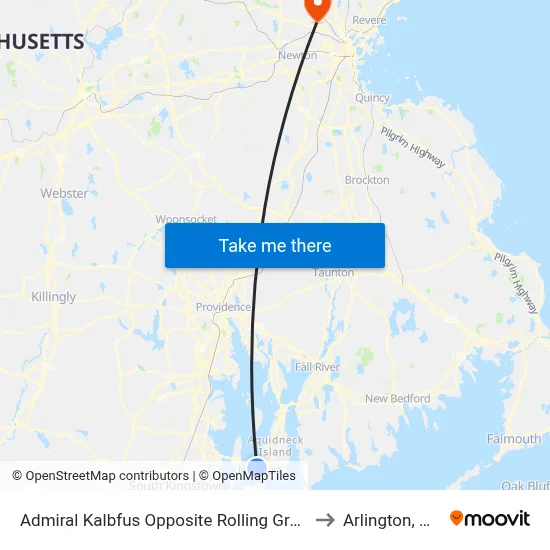 Admiral Kalbfus Opposite Rolling Green to Arlington, MA map