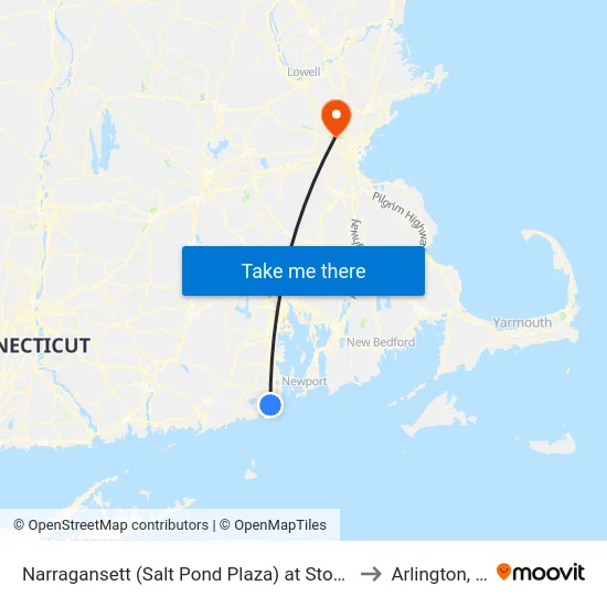 Narragansett (Salt Pond Plaza) at Stop & Shop to Arlington, MA map