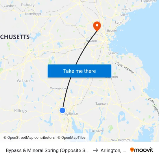 Bypass & Mineral Spring (Opposite Sweet) to Arlington, MA map