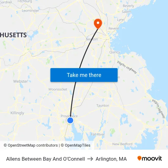 Allens Between Bay And O'Connell to Arlington, MA map