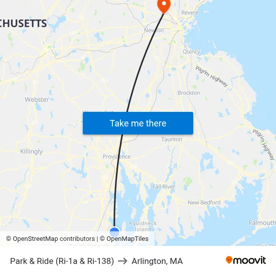 Park & Ride (Ri-1a & Ri-138) to Arlington, MA map