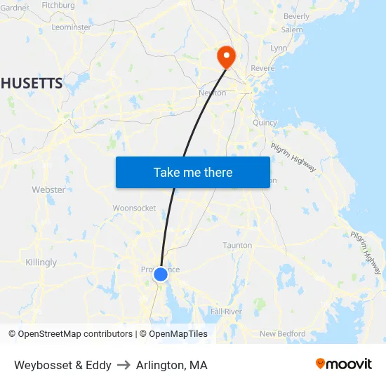 Weybosset & Eddy to Arlington, MA map