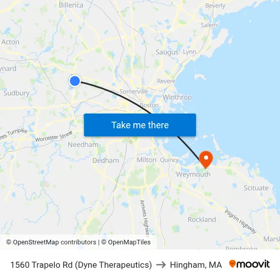 1560 Trapelo Rd  (Dyne Therapeutics) to Hingham, MA map