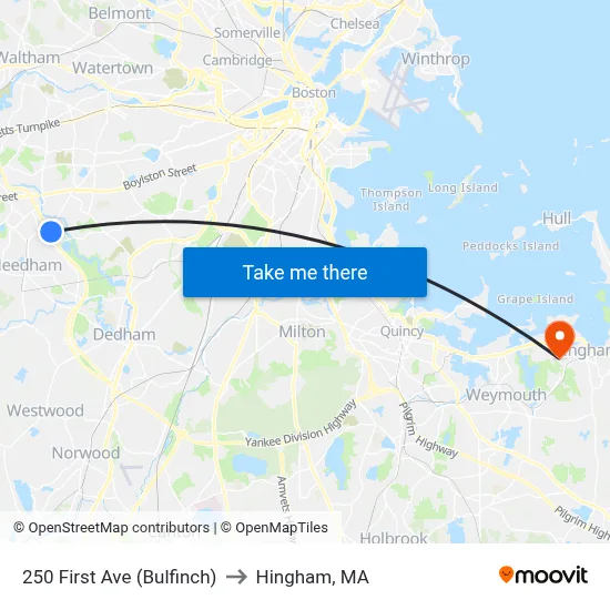 250 First Ave  (Bulfinch) to Hingham, MA map