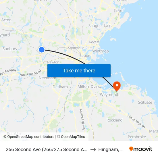266 Second Ave (266/275 Second Ave) to Hingham, MA map