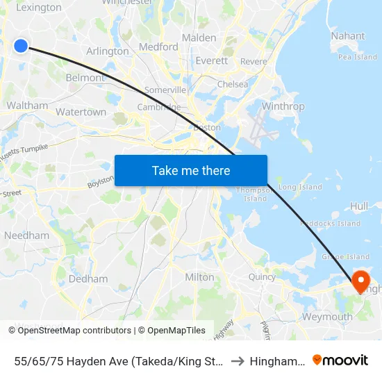 55/65/75 Hayden Ave  (Takeda/King St Properties) to Hingham, MA map