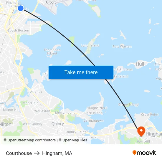 Courthouse to Hingham, MA map
