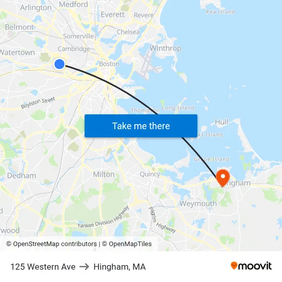 125 Western Ave to Hingham, MA map