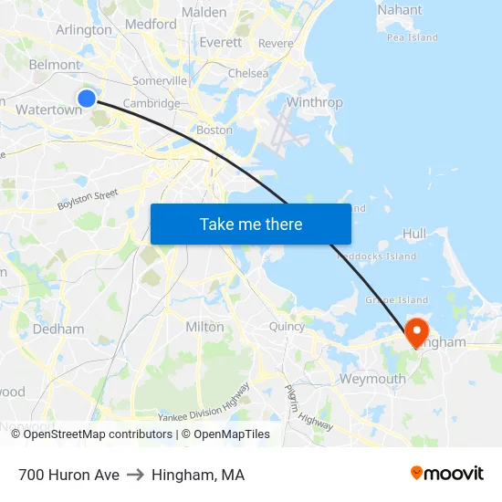 700 Huron Ave to Hingham, MA map