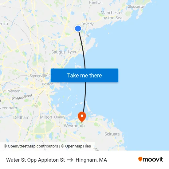 Water St Opp Appleton St to Hingham, MA map