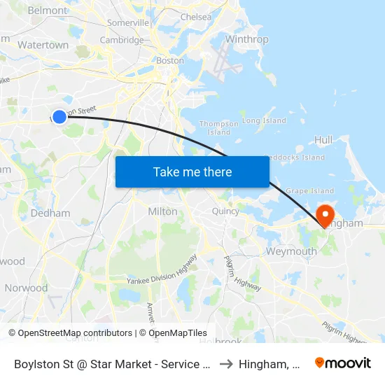 Boylston St @ Star Market - Service Rd to Hingham, MA map