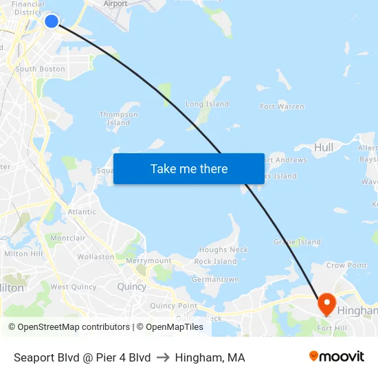 Seaport Blvd @ Pier 4 Blvd to Hingham, MA map