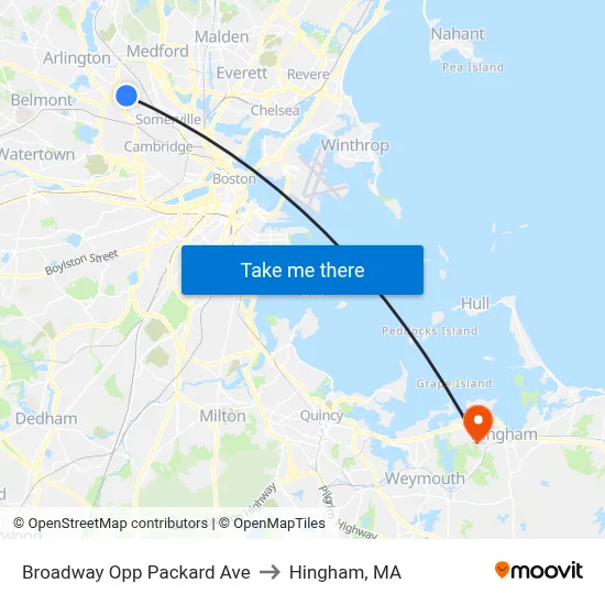 Broadway Opp Packard Ave to Hingham, MA map