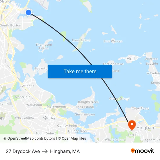 27 Drydock Ave to Hingham, MA map
