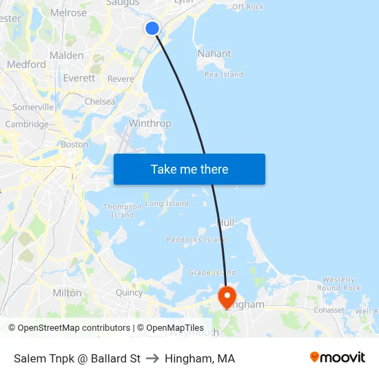 Salem Tnpk @ Ballard St to Hingham, MA map