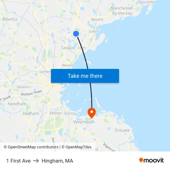 1 First Ave to Hingham, MA map