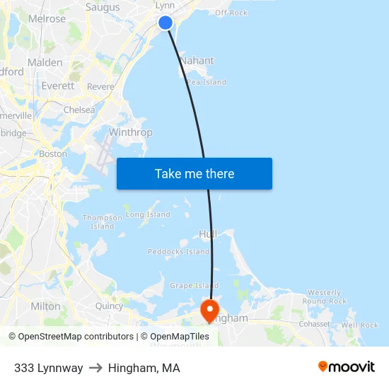 333 Lynnway to Hingham, MA map