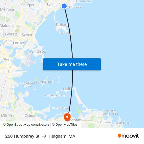 260 Humphrey St to Hingham, MA map