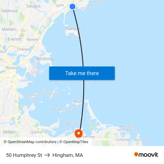 50 Humphrey St to Hingham, MA map