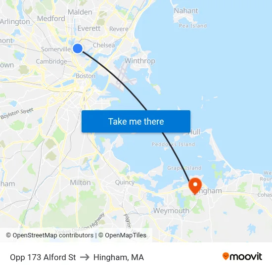 Opp 173 Alford St to Hingham, MA map