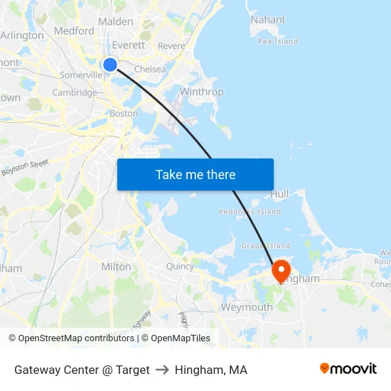 Gateway Center @ Target to Hingham, MA map