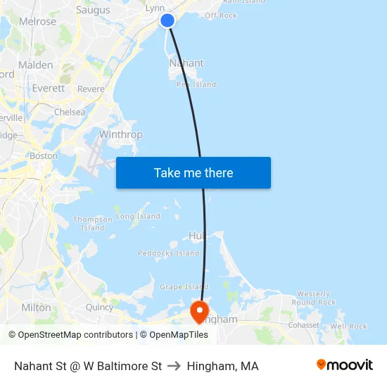 Nahant St @ W Baltimore St to Hingham, MA map