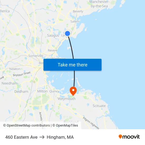 460 Eastern Ave to Hingham, MA map