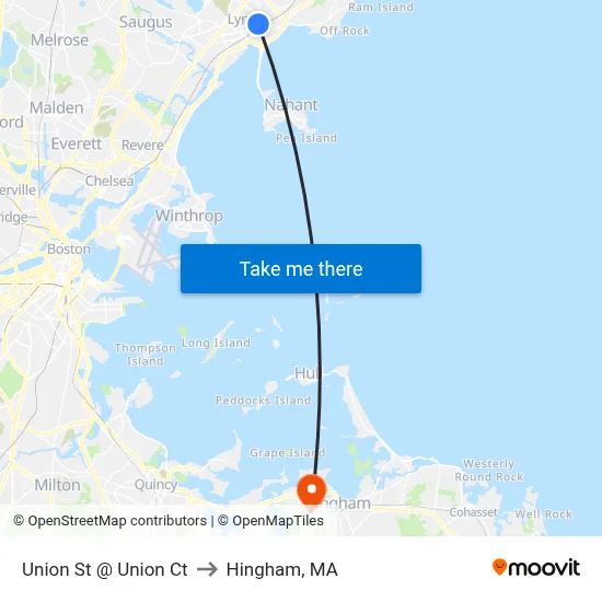 Union St @ Union Ct to Hingham, MA map