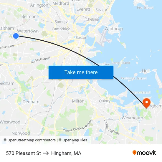 570 Pleasant St to Hingham, MA map