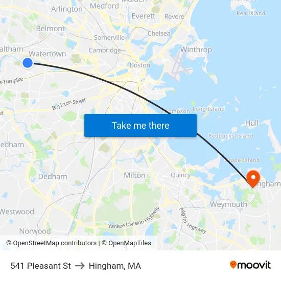 541 Pleasant St to Hingham, MA map