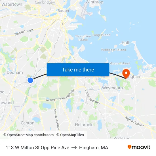 113 W Milton St Opp Pine Ave to Hingham, MA map