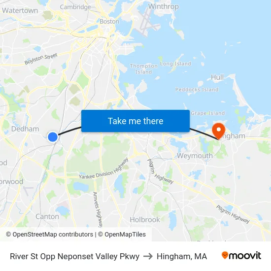 River St Opp Neponset Valley Pkwy to Hingham, MA map