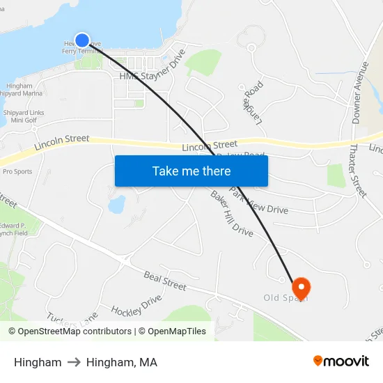Hingham to Hingham, MA map