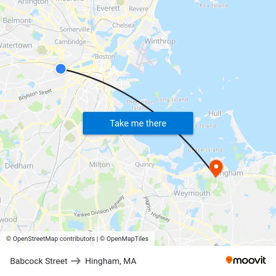 Babcock Street to Hingham, MA map