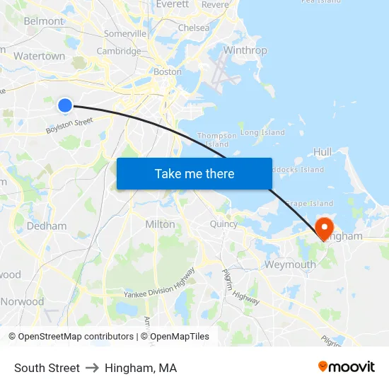 South Street to Hingham, MA map