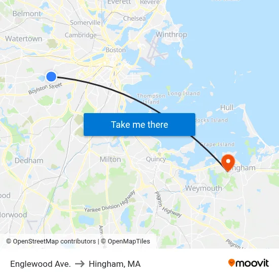 Englewood Ave. to Hingham, MA map