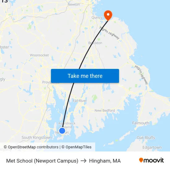 Met School (Newport Campus) to Hingham, MA map