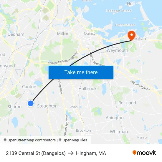2139 Central St (Dangelos) to Hingham, MA map