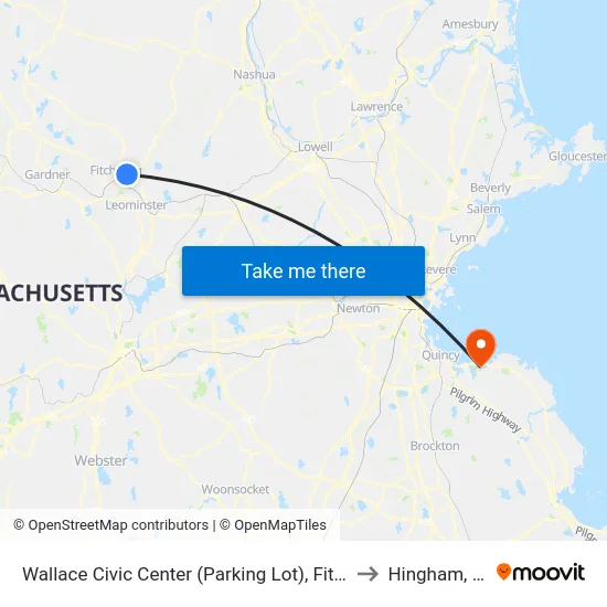 Wallace Civic Center (Parking Lot), Fitchburg to Hingham, MA map