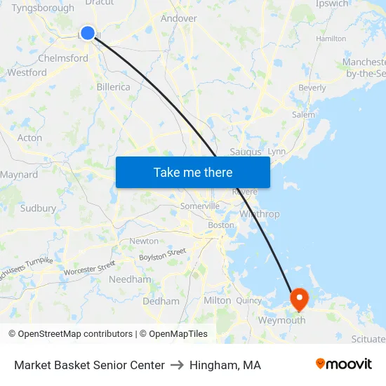 Market Basket Senior Center to Hingham, MA map