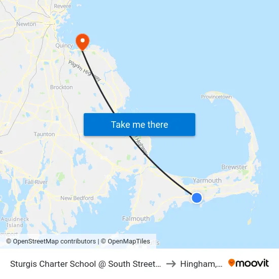 Sturgis Charter School @ South Street, Hyannis to Hingham, MA map