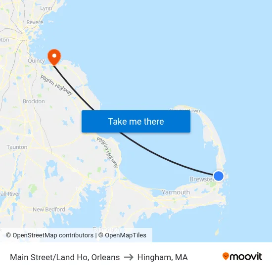 Main Street/Land Ho, Orleans to Hingham, MA map
