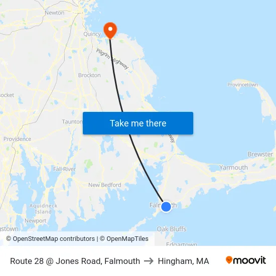 Route 28 @ Jones Road, Falmouth to Hingham, MA map