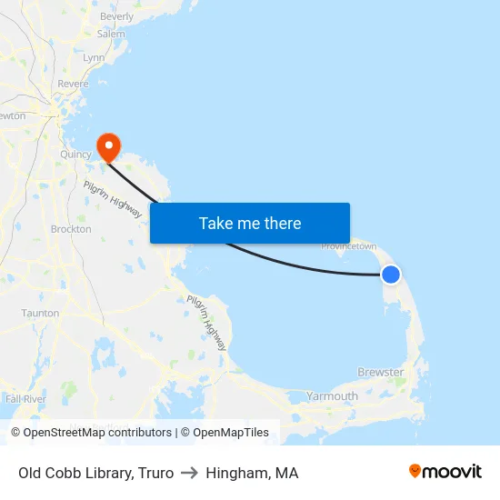 Old Cobb Library, Truro to Hingham, MA map