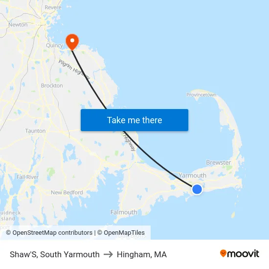 Shaw'S, South Yarmouth to Hingham, MA map
