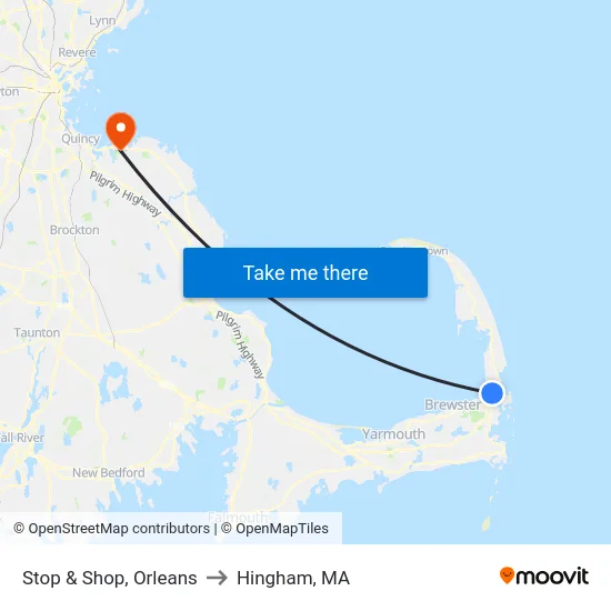 Stop & Shop, Orleans to Hingham, MA map