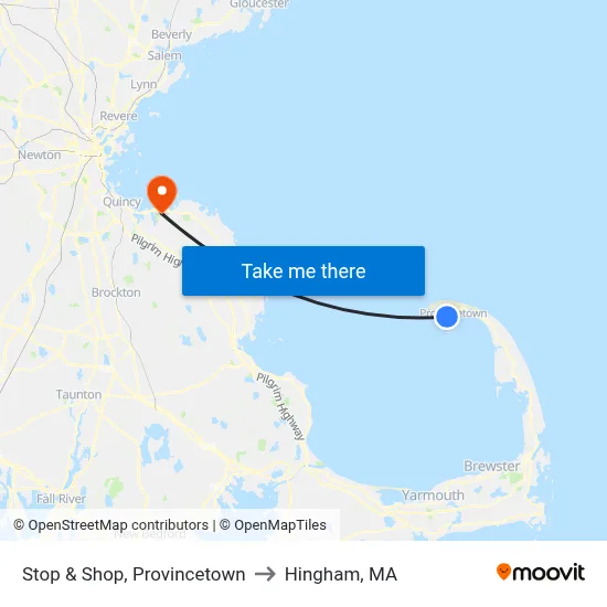 Stop & Shop, Provincetown to Hingham, MA map